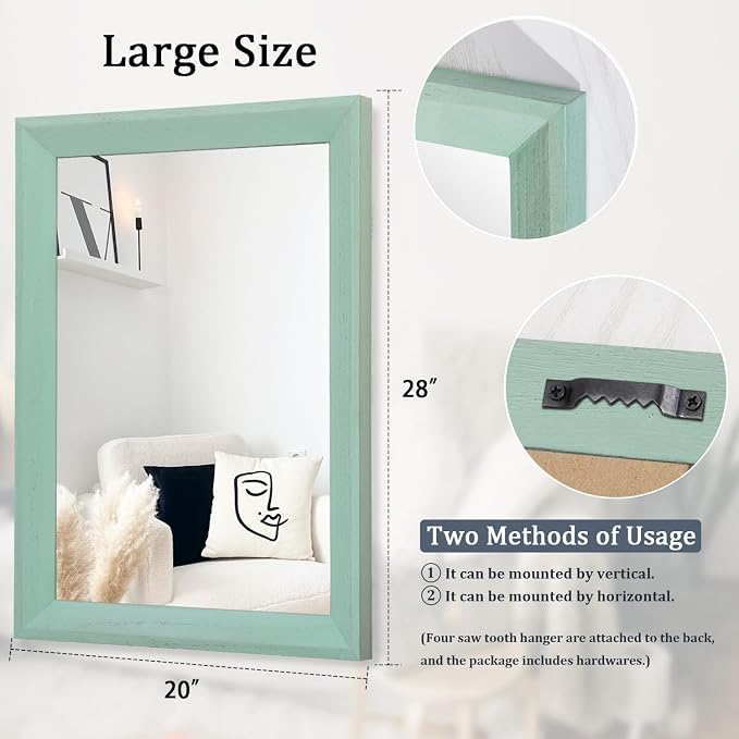AAZZKANG Wood Framed Mirror Rectangle Modern Farmhouse Wall Mirrors Decor Large - Image 2