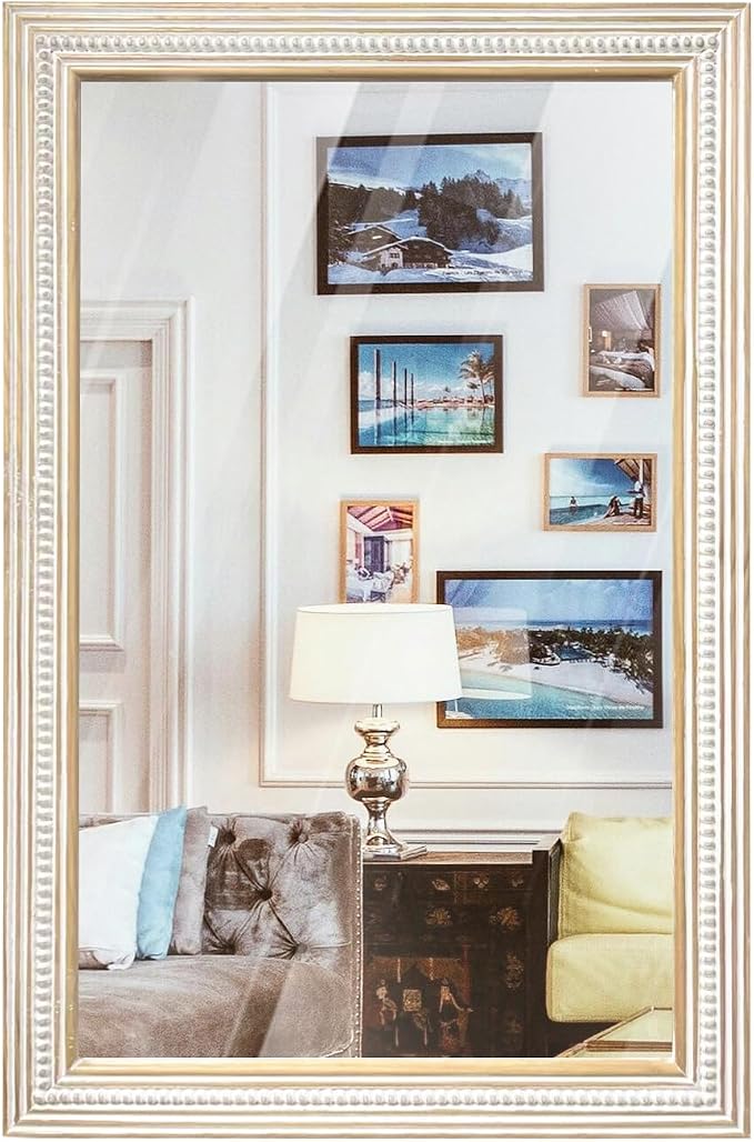Reflinto 36x24 Inch Rustic Farmhouse Rectangular Wall Mirror, Wooden Rectangle by ReflintoWallDecor