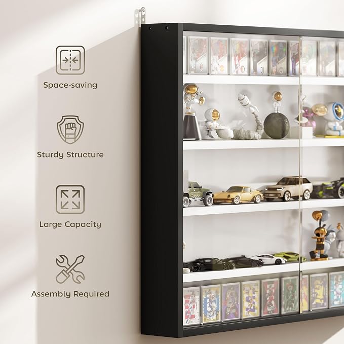 HOMCOM 5-Tier Display Cabinet, Glass Door Cabinet - Image 6