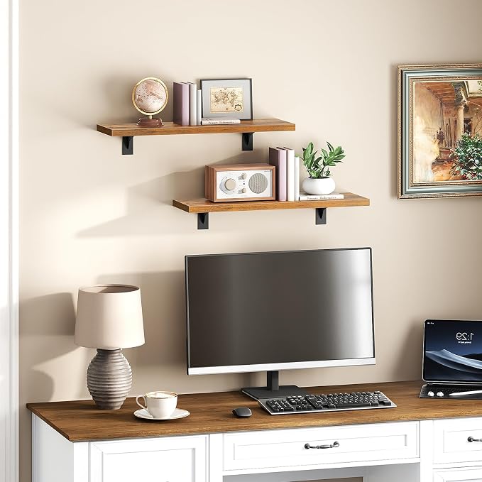 HOOBRO Floating Shelves for Wall, 15.7" Wall Mounted Shelves Set of 2, Hanging - Image 8