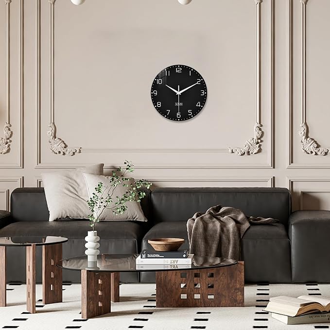 XNM Minimalist Wall Clocks for Living Room Glass Small Wall Clocks Battery - Image 2