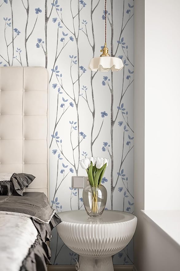 Timeet Purple Peel and Stick Wallpaper Removable Self-Adhesive Floral Wall - Image 5