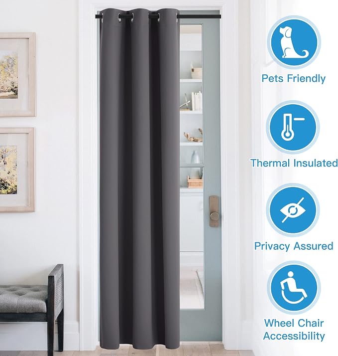 RYB HOME Blackout Curtains Thermal Insulating Privacy Temporary Door Curtains - Image 3