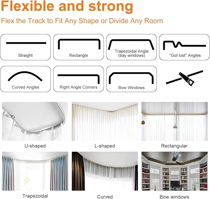 Room Divider Curtains Flexible Ceiling Tracks Set Curtain Track Ceiling Mount - Image 5