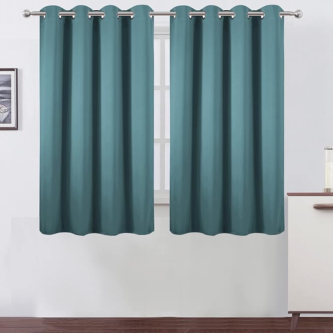 LEMOMO Blackout Curtains 52 x 45 inch/Sea Teal Curtains Set of 2 Panels/Thermal by Lemomo