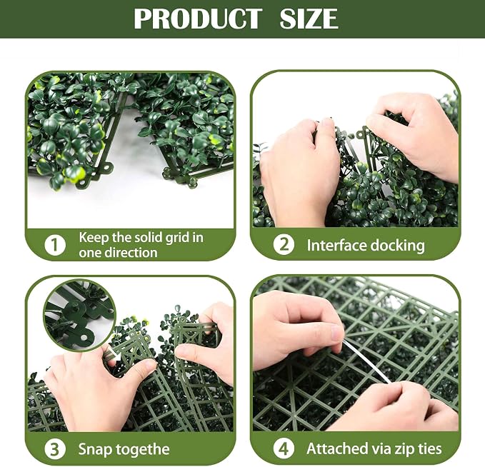 12PCS 10"x 10" Artificial Boxwood Wall Panels, UV-Anti Grass Wall Hedge Plant - Image 4