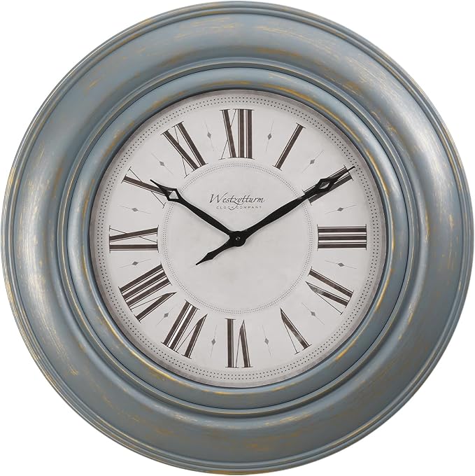 Monarch Specialties I 9028 Clocks, Large Oversized, Wall Clock, Antique Blue by Monarch+Specialties