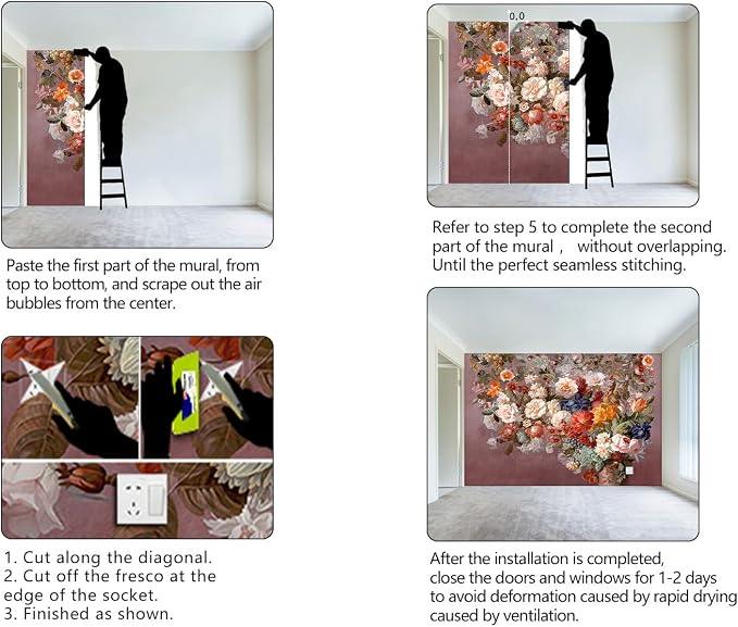Colorful Floral Leaf Bathroom wallpeper Living Room Bedroom Pink Flower wall - Image 6