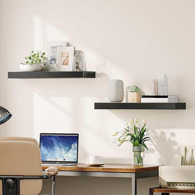HOOBRO Floating Shelves for Wall, Wall Mounted Shelf Set of 2, 23.6" Hanging - Image 6