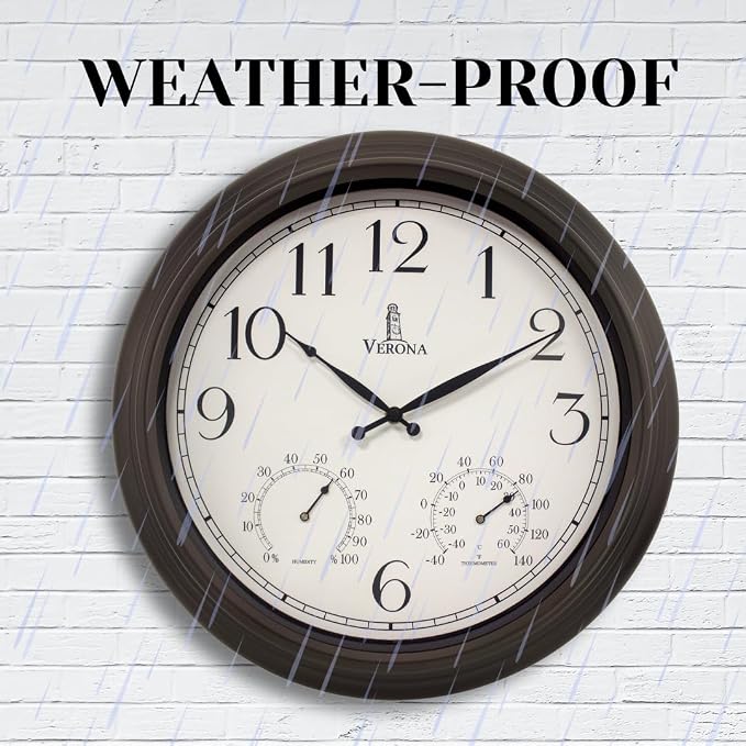 18 inch Outdoor Clocks for Patio Large Waterproof - Image 5