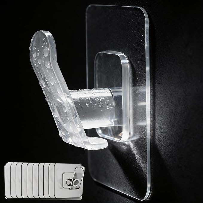 DELITON 10 Pack Adhesive Towel Hooks, Coat Hooks Stick on Wall Hanging Robes - Image 2