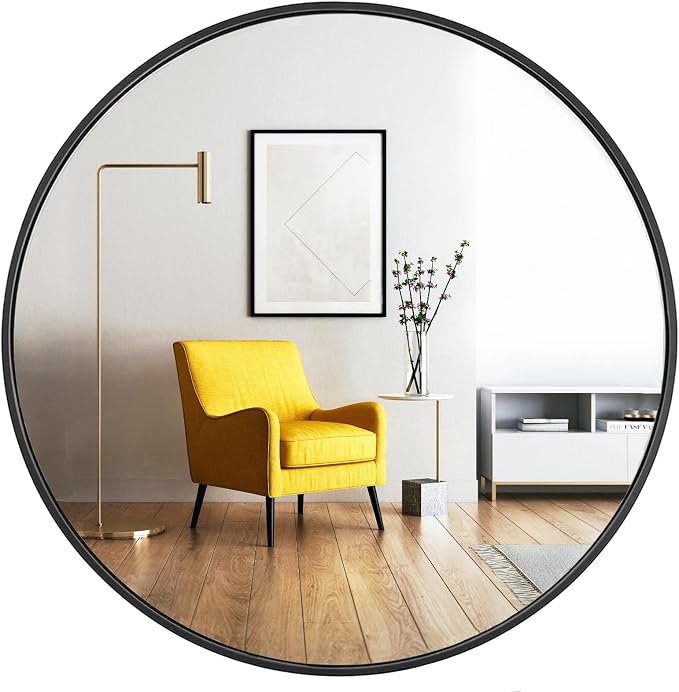 Oruii Round Mirror, Circle Wall Mirrors Metal Frame, Living Room by OruiiMirror