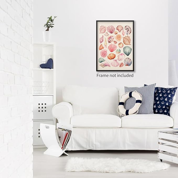 Pink Seashell Posters Coastal Cowgirl Canvas Wall Art Trendy Beach Starfish - Image 3