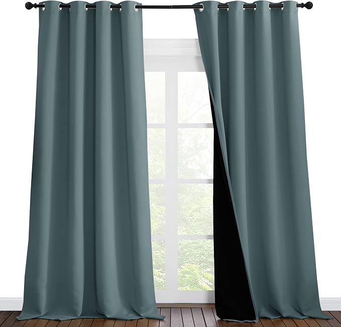 NICETOWN Full Shading Curtains for Windows, Super Heavy-Duty Black Lined by NICETOWN