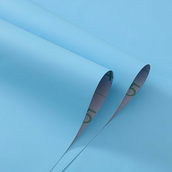 FUKU MON Light Blue Matte Contact Paper, Self-Adhesive Peel and Stick Wallpaper by MeetyourallDIYneeds