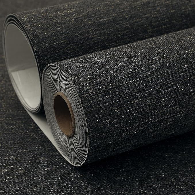SHUFA Gold Black Cotton-Like Textured Grasscloth Wallpaper Matte Thick Real - Image 2