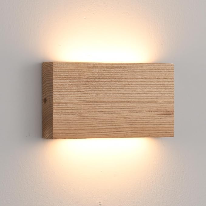 Wood Wall Sconce Indoor Wall Lights Hardwired 1 Pack Up and Down Wall Mount by QJCMUUYI