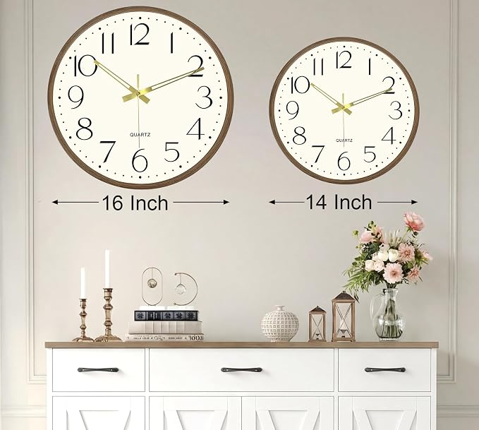 Vintage Wall Clock 14 Inch Quartz Silent Non-Ticking Analog Clock Battery - Image 6