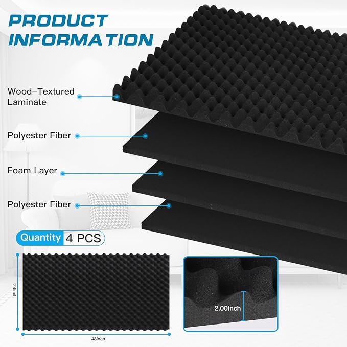 2 Pack Acoustic Panels, Sound Proof Foam Panels - Image 6