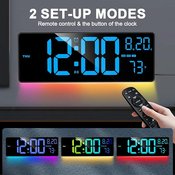 XREXS 16.3" Bluetooth Large Digital Wall Clock - Image 5