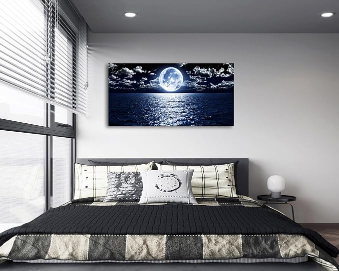 Cao Gen Decor Art S06950 Wall Art Canvas Prints Moon Sea Ocean Landscape 1 - Image 2