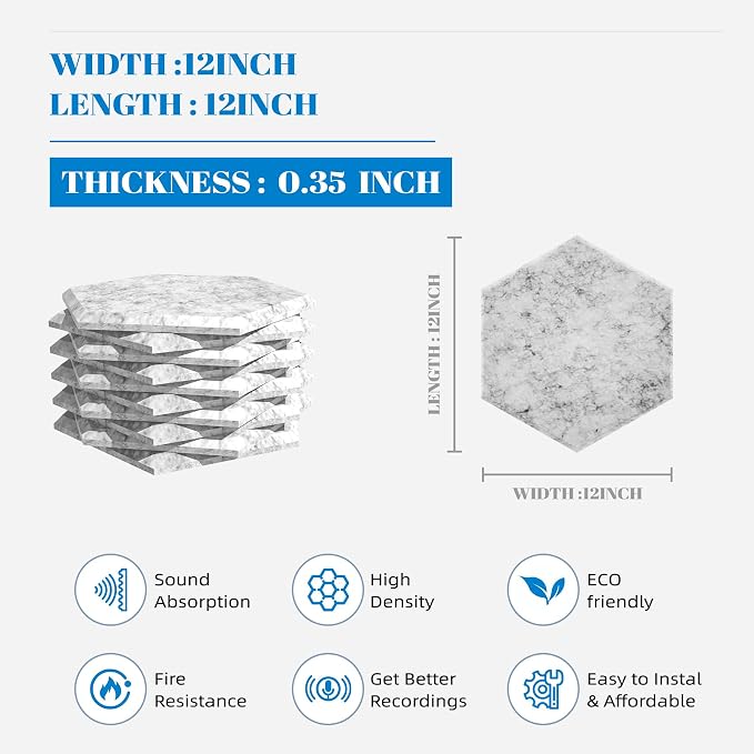 15 Pack Hexagon Sound Proof Foam Panels - Image 2