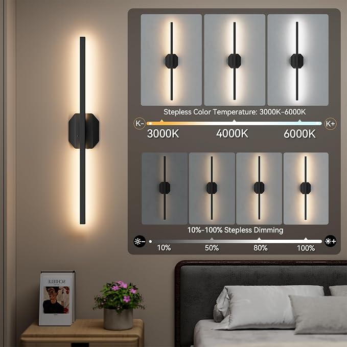 Wall Sconces Set of Two Battery Operated Wall Sconce, Wireless Wall Light USB - Image 2