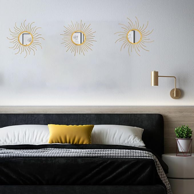 Mirror Decor Sunburst Mirrors Metal Sun Mirror Wall Decor Wall Mirror Home - Image 3