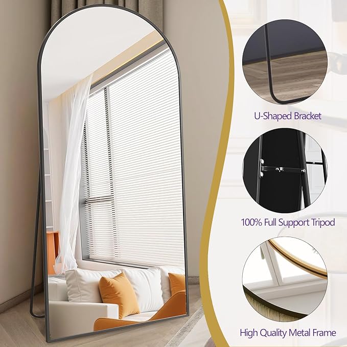Dewfig Arched Full Length Mirror, Full Body Mirrors - Image 7