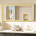 Keonjinn 48" x 24" Gold Bathroom Vanity Mirror, Brushed Gold Wall Mirrors Full by Keonjinn