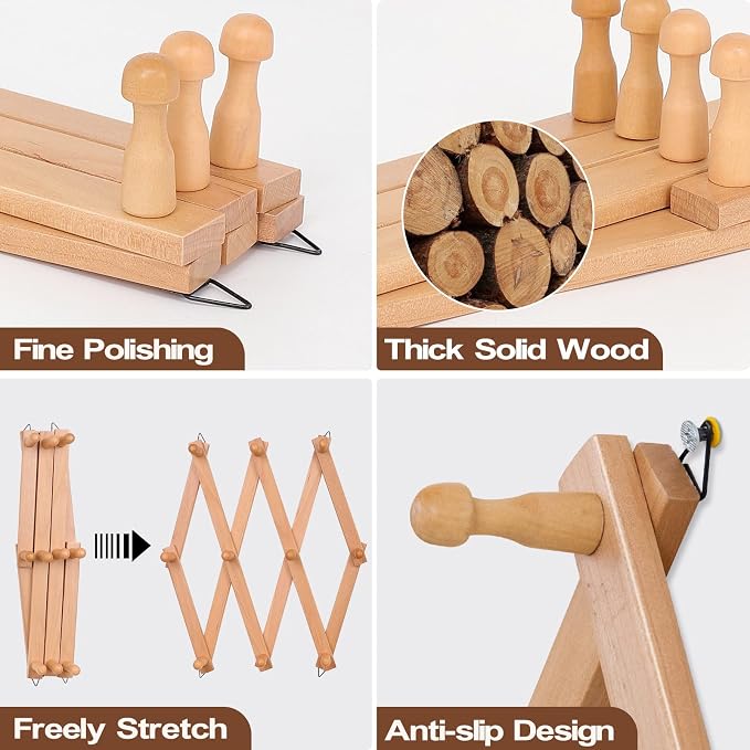 SCUNDA Wall Rack with 10 Hooks, Wooden Wall Expandable Coat Rack - Image 3