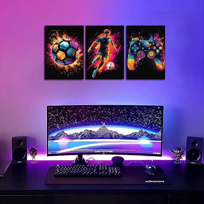 BGFCE Gaming Canvas Wall Art Decor, Paintings Art Game Controller Color Splash - Image 2