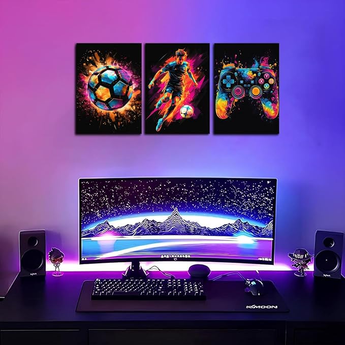 BGFCE Gaming Canvas Wall Art Decor, Paintings Art Game Controller Color Splash - Image 2