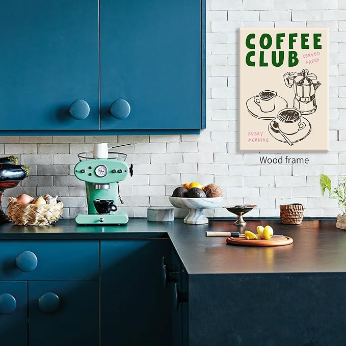 Framed Canvas Wall Art Posters Kitchen Coffee Club Print Vintage Coffee Artwork - Image 4