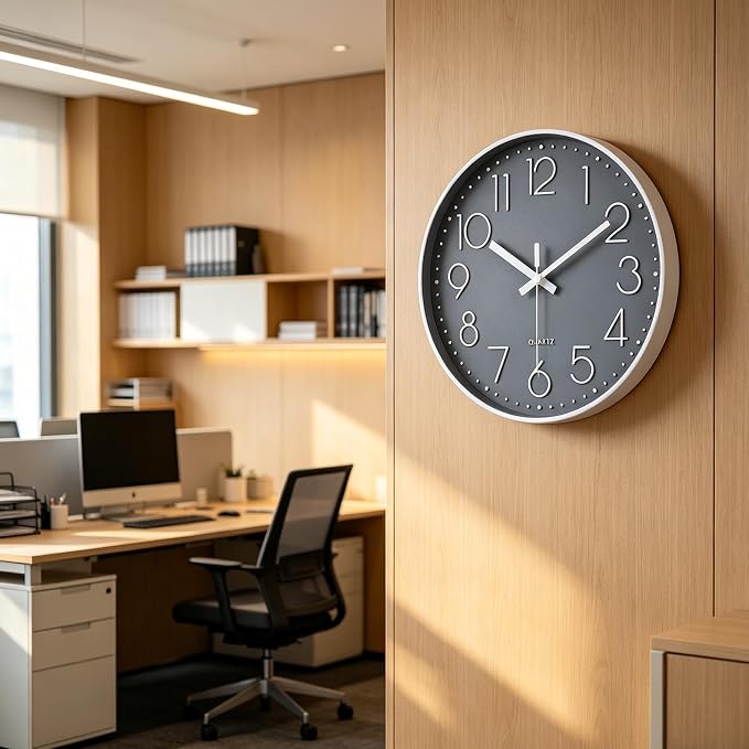 jomparis Wall Clock 12 Inch Non-Ticking Silent Battery Operated Round Wall - Image 5