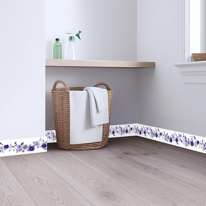 Purple Floral Wallpaper Border 196x4 Inch Peel and Stick Wall Border Self - Image 8