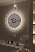 Large Luxury LED Backlit Wall Clock – Pendulum Roman Numeral Metal Ring by Unknown