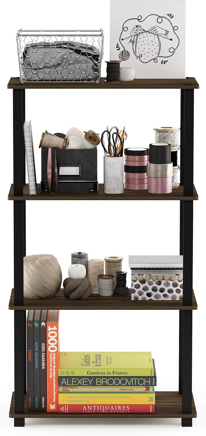 Furinno TURN-S-TUBE Storage Shelves, 4-Tier Book Shelf, Corner Shelf, Toolless - Image 3