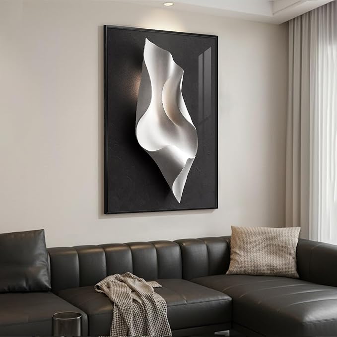 Framed Black and White Abstract Wall Art, Large Modern Elegant Prints Paintings - Image 5