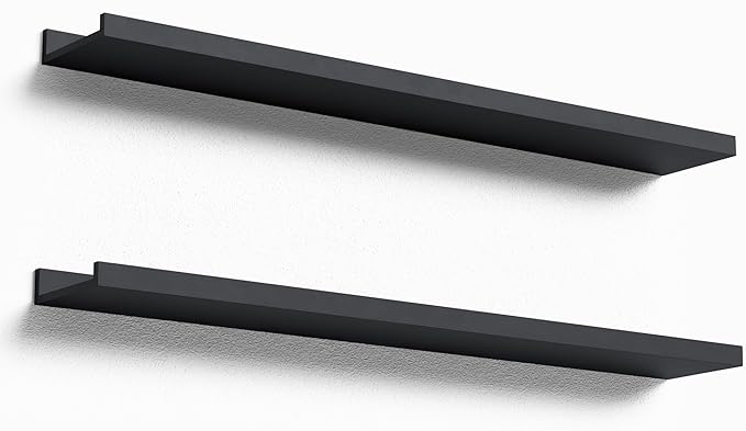 Boswillon 35.4 Inches Long Floating Shelves Wall Mounted, 2 Set Modern Black by Boswillon