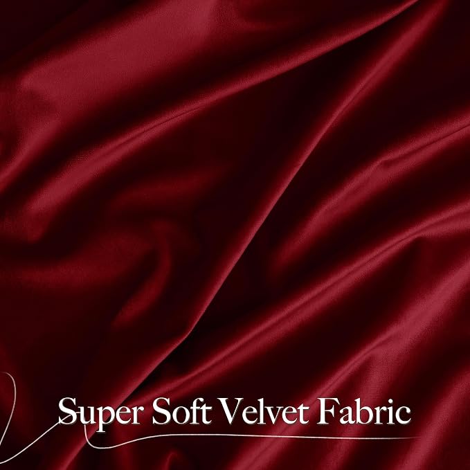 NICETOWN Red Velvet Textured Window Curtains/Draperies - Image 2