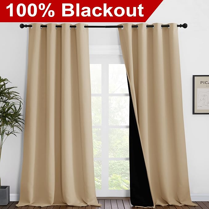 NICETOWN Thermal Insulated 100% Blackout Curtains, Sound Proof Drapes - Image 2