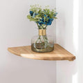 Corner Shelf, Solid Oak Wood Floating Corner Shelf Wall Mount Round End by Coamily