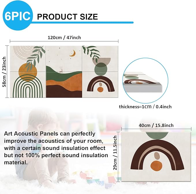 JBER Art Acoustic Panels, 47.2X23 Inches Acoustical Wall Panels, Sound - Image 2