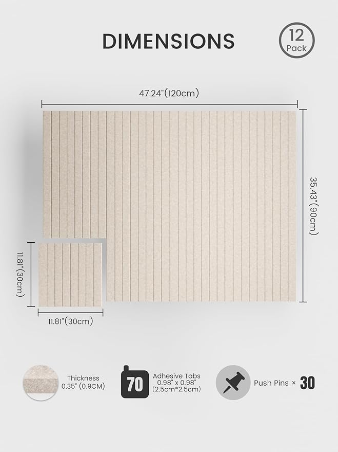 Bumusty Large Cork Board Alternative-48 x 36" Felt Bulletin Board Tiles - Image 2