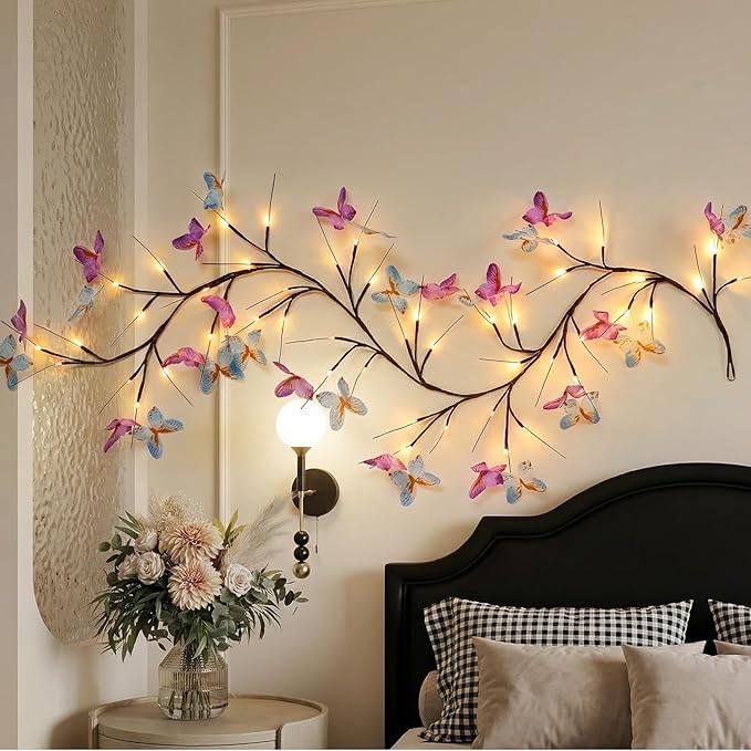 Willow Vine Light with Butterfly 48LED 5.9FT Enchanted Wall Decoration Vine - Image 4