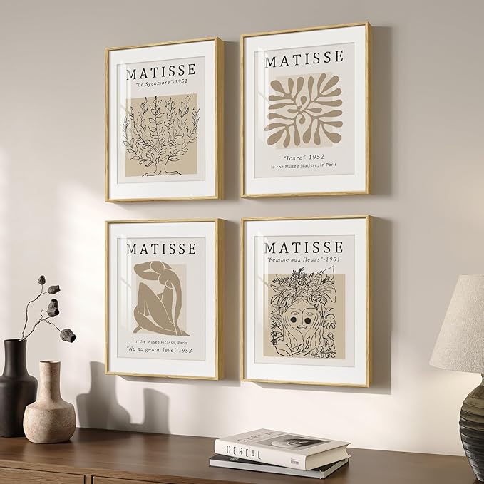 Framed Matisse Neutral Wall Art Set of 4 by Cuspin