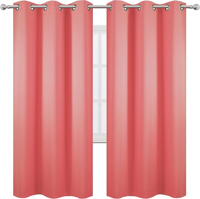 LEMOMO Coral Thermal Blackout Curtains/42 x 72 Inch/Set of 2 Panels Room by Lemomo