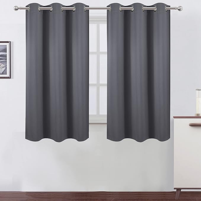 LEMOMO Grey Blackout Curtains for Bedroom Room Darkening Curtains/38 x 54 Inch by Lemomo