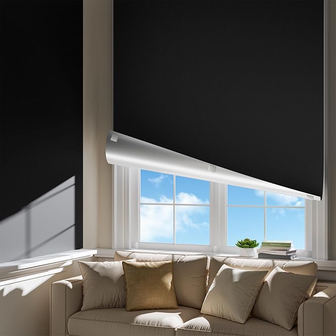 Portable Blackout Curtains for Bedroom, Easy Install No Drill Black Out by HEMRLY